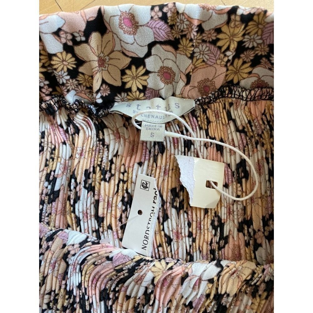 status by Chenault BNWT women pleated floral midi skirt sz Small - Picture 4 of 5